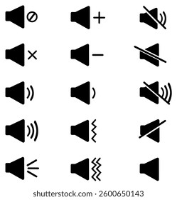 Volume icon set. audio control icon set. Sound icon in flat style on white background
