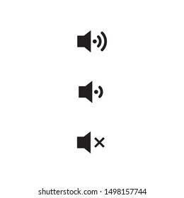 volume icon set. full, mute black and isolated vector illustration