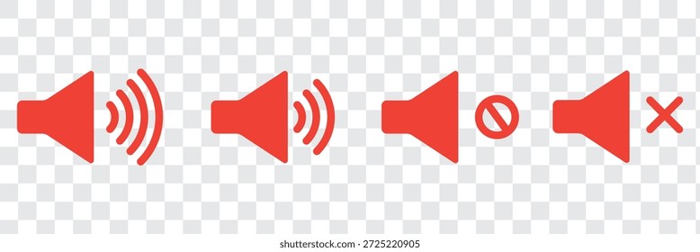 Lautstärkesymbol-Set. Lautsprecher Stumm und unstumm Lautstärke Sound flache Vektorsymbole für Video-Apps und Websites. Lautstärkesymbol des Lautsprechers - Audio-Sprachsound-Symbol für Medienmusik. Einfaches flaches Symbol mit schwarzer Linie