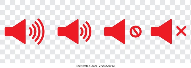 Conjunto de Ícones de Volume. Alto-falante Silencie e desative o mudo dos ícones de volume do vetor plano para aplicativos de vídeo e sites. Ícone do volume do alto-falante - áudio voz símbolo música de mídia. Glifo simples plano de linha preta