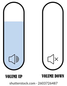Volume icon set showing volume up and volume down sliders with speaker symbols.