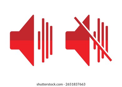 Conjunto de iconos de volumen. volumen de sonido e icono de silencio. Conjunto de iconos de permitir volumen y prohibir volumen. Sonido y silencio. eps 10.