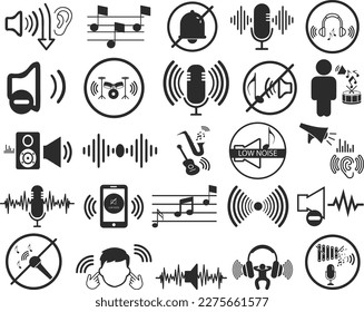 Lautstärkeregler, Lautsprechersymbol-Set mit 25 Symbolen 