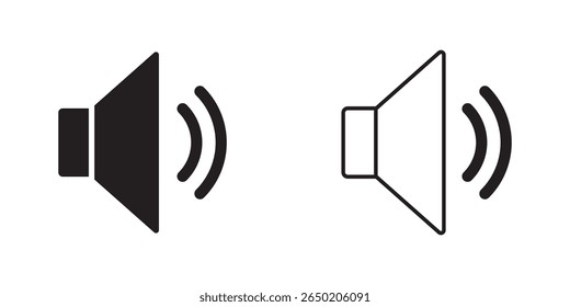 Volume icon set, Speaker volume and mute icon in circle outline. Simple sound volume and audio mute mark symbol design illustration. design eps 10