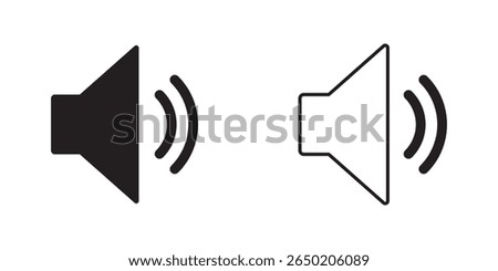 Volume icon set, Speaker volume and mute icon in circle outline. Simple sound volume and audio mute mark symbol design illustration. design eps 10