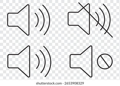 Ícone de volume definido. Conjunto de ícones de alto-falante. vetor de ícones de volume. vetor de ícones de alto-falante. Desativar mudo e desativar mudo do som do volume. EPS 10