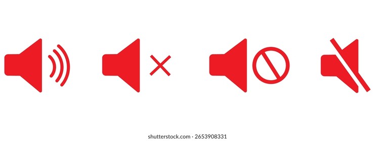 Ícone de volume definido. Conjunto de ícones de alto-falante. vetor de ícones de volume. vetor de ícones de alto-falante. Desativar mudo e desativar mudo do som do volume. EPS 10