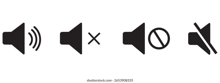 Ícone de volume definido. Conjunto de ícones de alto-falante. vetor de ícones de volume. vetor de ícones de alto-falante. Desativar mudo e desativar mudo do som do volume. EPS 10