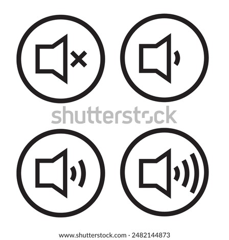 Volume Icon Set. Speaker Vector. Level Sound Symbol. Loudspeaker Sign.