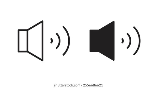 Volume icon set in Thin line black color.