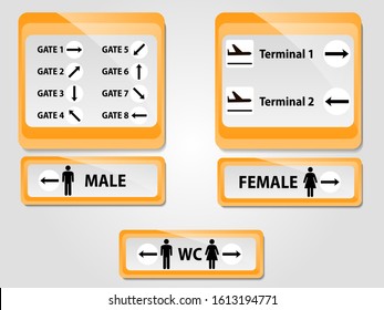 Volume Icon Or Sign Pointers For Navigation In Airport. Professional Graphic Vector Illustration Optimized For Large And Small Size. Isolated On White Background.