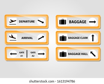 Volume Icon Or Sign Pointers For Navigation In Airport. Professional Graphic Vector Illustration Optimized For Large And Small Size. Isolated On White Background.