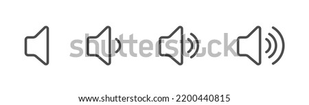 Volume icon. Sound controls. A set of symbols for the volume and control interface. Empty outline, flat style.