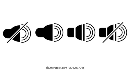 Icono de volumen. Juego de altavoces. emblema sonoro. Icono de altavoz. Transmisión por Internet. Ilustración vectorial. Imagen de archivo. 