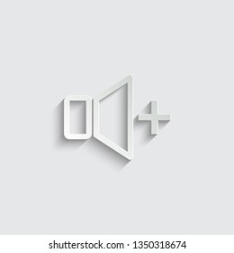 volume icon.  Symbol of speaker volume for web design with shadow on a grey background