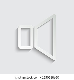 volume icon.  Symbol of speaker volume for web design with shadow on a grey background