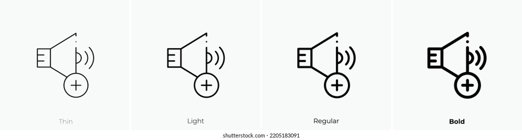 volume icon. Thin, Light Regular And Bold style design isolated on white background