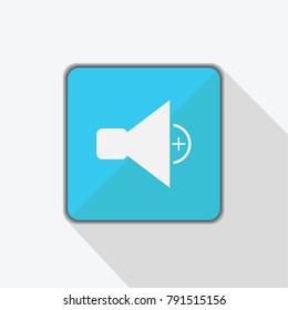 volume Icon Vector Illustration on blue squareon and the grey background.