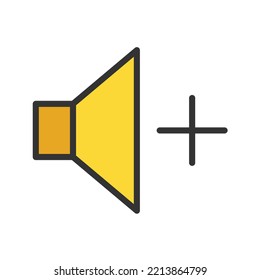 Volume Up icon vector image. Can also be used for Media Buttons. Suitable for mobile apps, web apps and print media.