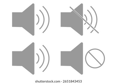 Vector de icono de volumen. Vector de icono de altavoz. Silenciar y activar el sonido de volumen. Signo del altavoz. eps 10