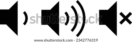 Volume icon vector. Mute and unmute volume sound flat vector icons for video apps and websites	