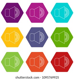 Volume up icons 9 set coloful isolated on white for web