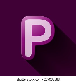 Volume icons alphabet: P . Colorful modern Style.