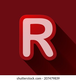Volume icons alphabet: R . Colorful modern Style.