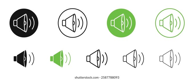 Volume icons in black and green colors collection