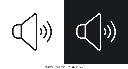 Volume icons in black and white liner strokes for web design.