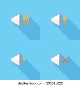 volume icons. Flat design style modern vector illustration. Isolated on stylish color background. Flat long shadow icon. Elements in flat design.