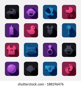Volume icons set: baby. Colorful modern Style.