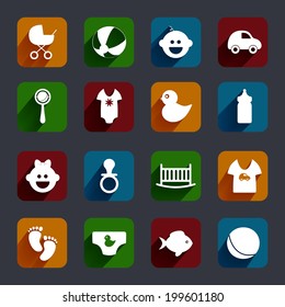 Volume icons set: baby. Colorful modern Style.