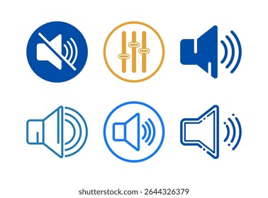 Ícones de volume definir design, Ícone de som para aplicativos e sites