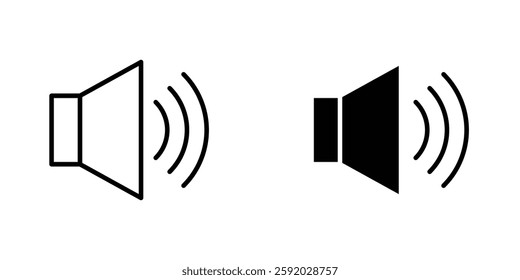 Volume icons. stroke line and black solid icons