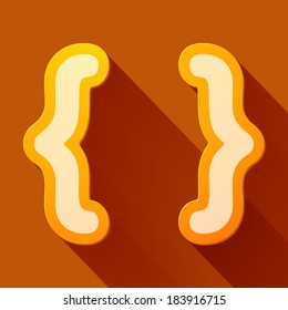 Volume icons symbol: Braces or curly brackets . Colorful modern Style.