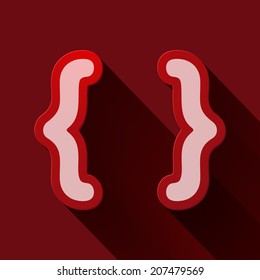 Volume icons symbol: Braces or curly brackets . Colorful modern Style.