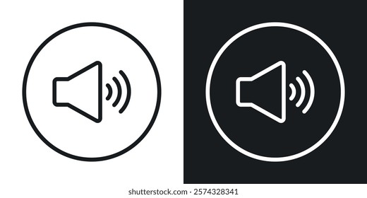 Volume icons in thin black and white stroke liner style