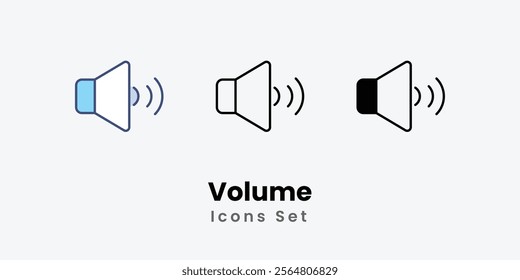 Volume Icons thin line and glyph vector icon stock illustration