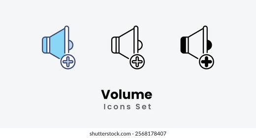 Volume Icons thin line and glyph vector icon stock illustration