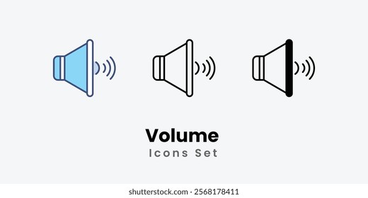 Volume Icons thin line and glyph vector icon stock illustration