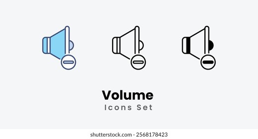 Volume Icons thin line and glyph vector icon stock illustration