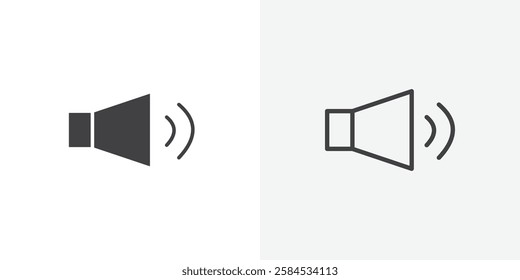 Volume icons vectors illustrations in black fill and liner versions