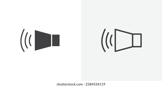 Volume icons vectors illustrations in black fill and liner versions