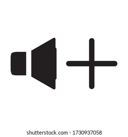 Volume increase vector icon, silhouette black. Isolated white background.