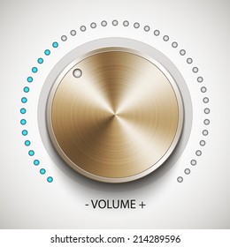 Volume knob with gold texture, realistic vector