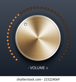 Volume knob with gold texture, stock vector