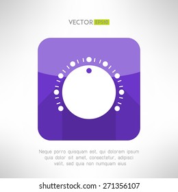 Volume knob icon in clean and simple modern flat design. Sound control element with long shadow. Vector illustration