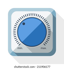 Volume knob icon with long shadow on white background