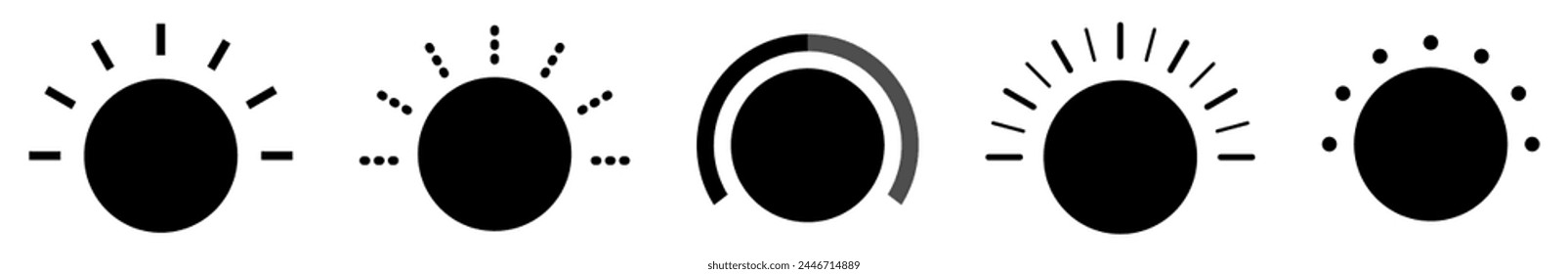 Volume knob level icons. Black volume dial. Vector illustration, EPS10
